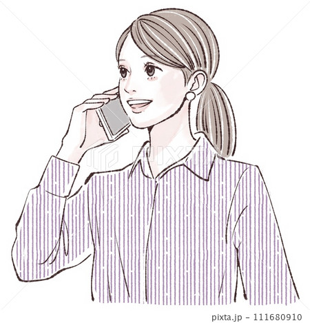 スマートフォンを持つ女性のイラスト素材 111680910