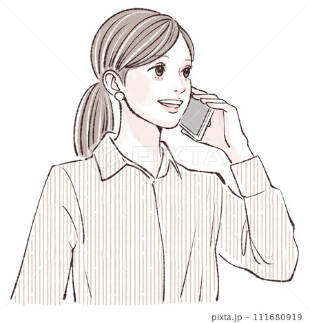 スマートフォンを持つ女性のイラスト素材 111680919