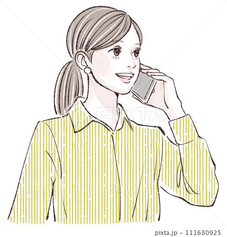 スマートフォンを持つ女性のイラスト素材 111680925