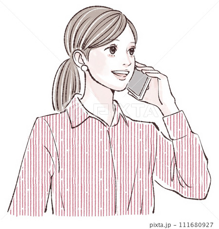 スマートフォンを持つ女性のイラスト素材 スマートフォンを持つ女性のイラスト素材 111680927
