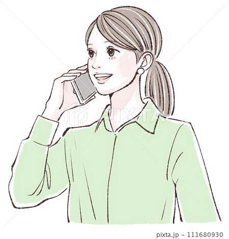 スマートフォンを持つ女性のイラスト素材 スマートフォンを持つ女性のイラスト素材 111680930