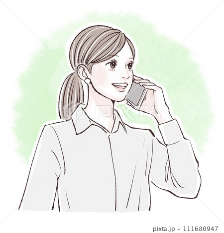スマートフォンを持つ女性のイラスト素材 スマートフォンを持つ女性のイラスト素材 111680947
