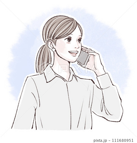 スマートフォンを持つ女性のイラスト素材 スマートフォンを持つ女性のイラスト素材 111680951