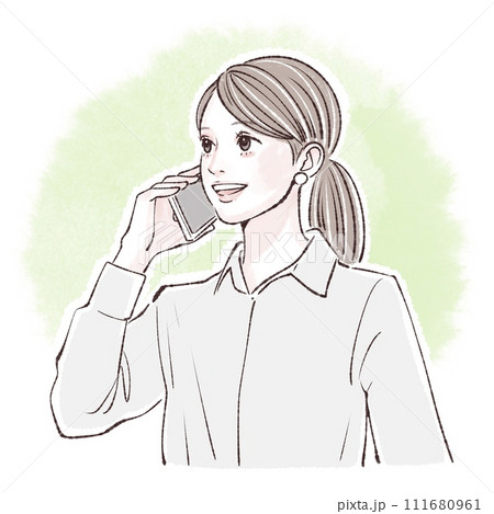 スマートフォンを持つ女性のイラスト素材 スマートフォンを持つ女性のイラスト素材 111680961