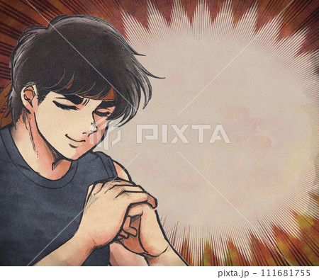 劇画少年漫画風・アイデアが閃いたアスリート男性のイラスト 111681755