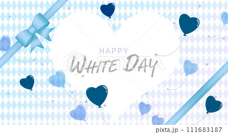 ホワイトデー用ハート風船とリボンの背景イラスト ホワイトデー用ハート風船とリボンの背景イラスト 111683187