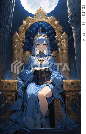 【タロット】Tarot 2 THE HIGH PRIESTESS　女教皇　イラスト（AI生成画像） 111683403
