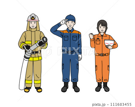 消防士、消防隊のイラスト 111683455