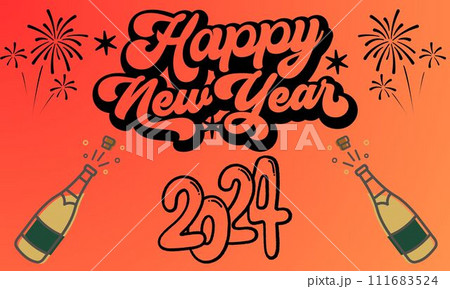 happy new year cover with modern geometric abstract background in retro style. happy new year greeting card banner design. 111683524