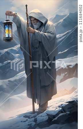 【タロット】Tarot 9 THE HERMIT 隠者 イラスト素材 (AI生成画像) 【タロット】Tarot 9 THE HERMIT 隠者 イラスト素材 (AI生成画像) 111684002