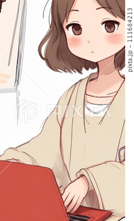 ノートパソコンを使う女性 111684213