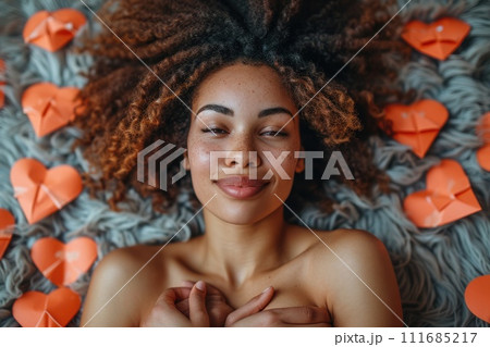 AI-generated content. Woman and her hearts of love Pragma 111685217