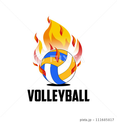 Volleyball on fire sport logo vector design Volleyball on fire sport logo vector design 111685817