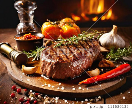 美味しそうなステーキの写真_AI生成画像 美味しそうなステーキの写真_AI生成画像 111686133