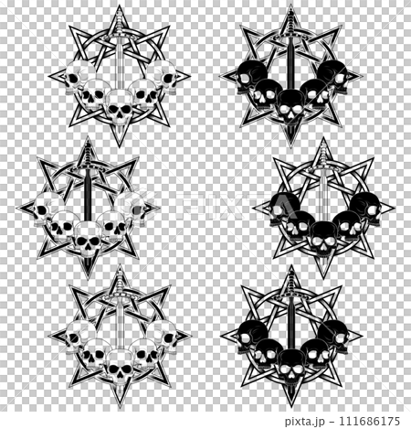 evil skull and intertwined pentagram evil skull and intertwined pentagram 111686175