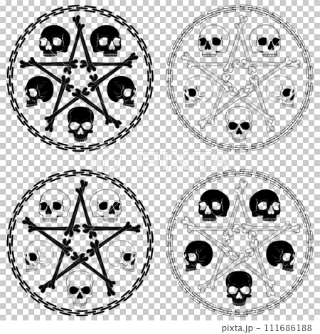 Bone skull surrounded by chains 111686188