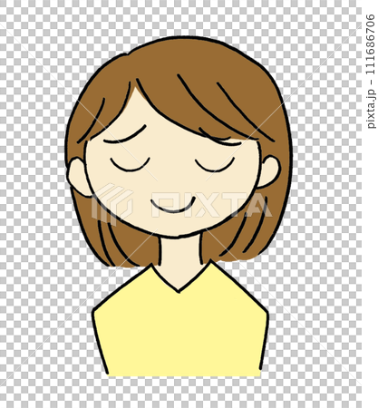 あきらめて笑みを浮かべる女性のイラスト 111686706