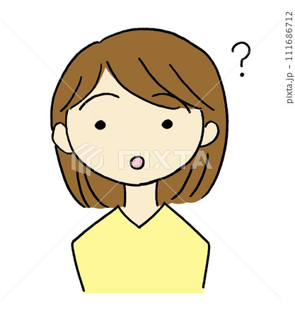 理解できずハテナマークを浮かべる女性のイラスト 理解できずハテナマークを浮かべる女性のイラスト 111686712
