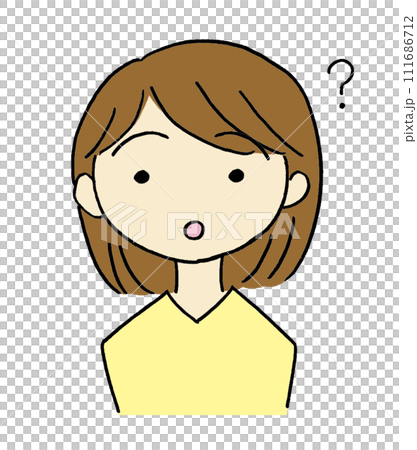 理解できずハテナマークを浮かべる女性のイラスト 理解できずハテナマークを浮かべる女性のイラスト 111686712