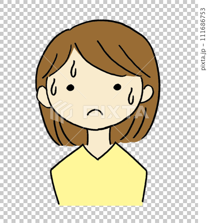 暑くて汗をかいている女性のイラスト 暑くて汗をかいている女性のイラスト 111686753