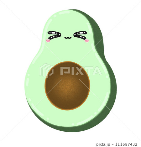 Cute Avocado Mascot Character Kawaii Cartoon illustration Avocado Isolated Green Fruit Cartoon Kawaii Avocado Cartoon Cute Avocado Cartoon Happy Avocado Smiley Avocado 111687432