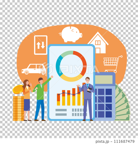 家計診断のイメージイラスト 家計診断のイメージイラスト 111687479