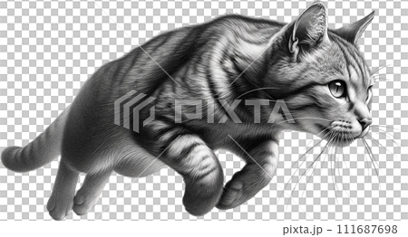 動態貓鉛筆畫風格 111687698