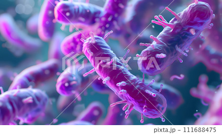 AI-generated content. purple colored bacterium rod monoculture Escherichia coli 111688475