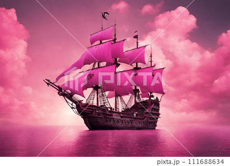 ピンク色の船 111688634
