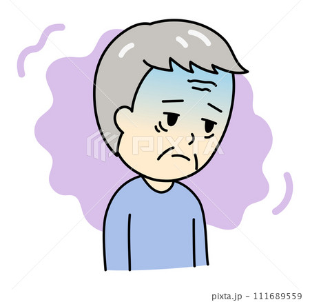 うつ病で気分が落ち込む顔色が悪いおじいさん うつ病で気分が落ち込む顔色が悪いおじいさん 111689559