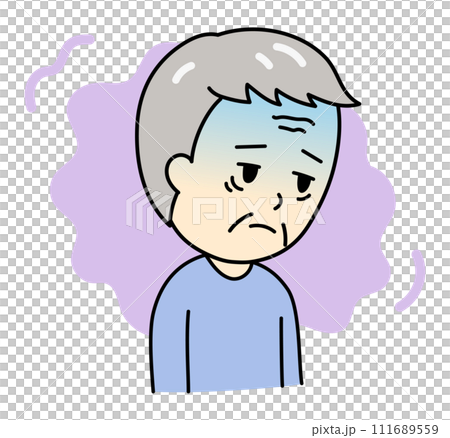 うつ病で気分が落ち込む顔色が悪いおじいさん うつ病で気分が落ち込む顔色が悪いおじいさん 111689559