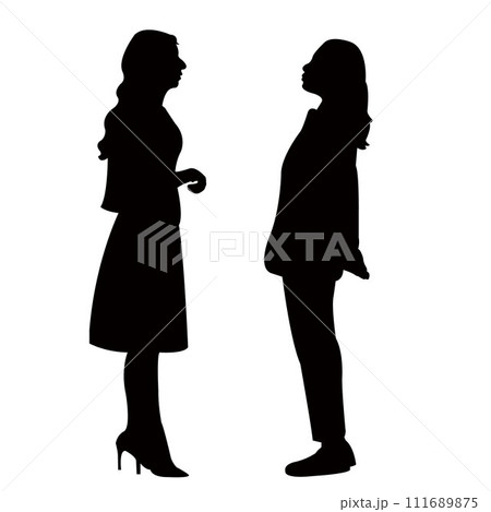 women making chat, silhouette vector 111689875