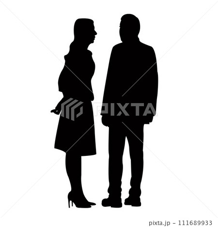 a couple making chat, silhouette vector 111689933