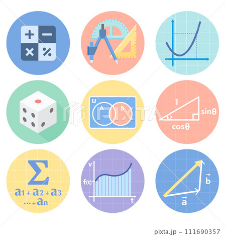 数学や算数のフラットなアイコンセット 数学や算数のフラットなアイコンセット 111690357