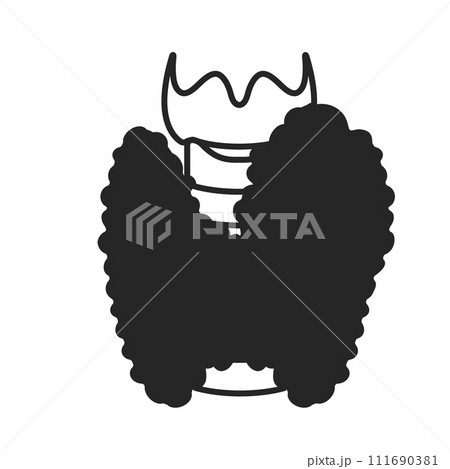 Thyroid gland with goiter body organ outline iconのイラスト素材 [111690381 ...