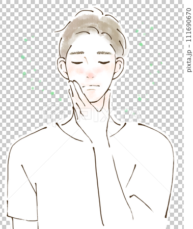 花粉症に悩む男性のイラスト　くしゃみ　鼻水　鼻づまり 111690670