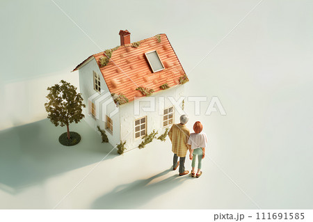 老朽化した空き家問題と悩む人(3D) 老朽化した空き家問題と悩む人(3D) 111691585