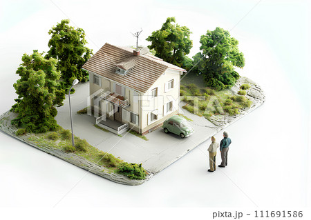 老朽化した空き家問題と悩む人(3D) 老朽化した空き家問題と悩む人(3D) 111691586