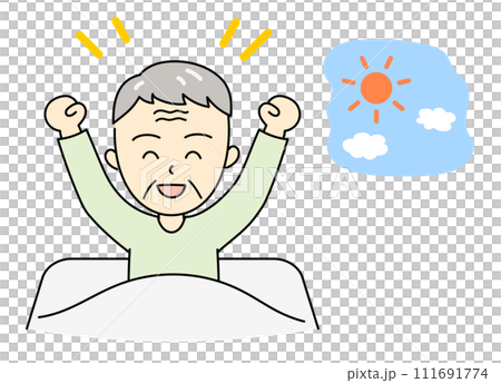 一個健康的老人，晚上睡得好，早上醒來精神煥發。 111691774