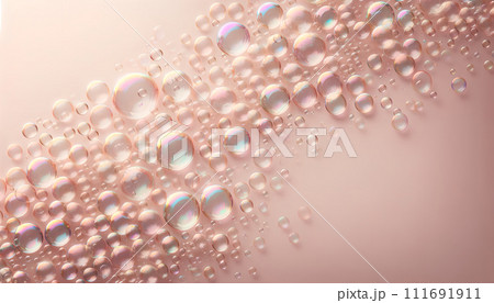 Wall of Soap Bubbles and Pink Radiance. Soft Gradient Background with Flying Soap Bubbles. Wall of Soap Bubbles and Pink Radiance. Soft Gradient Background with Flying Soap Bubbles. 111691911