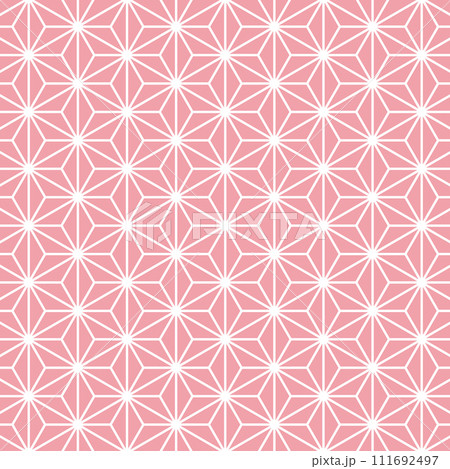 麻の葉模様　ピンク×白　L 111692497