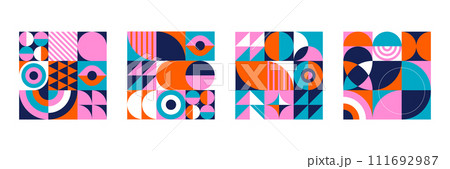 Colorful Abstract Geometric Background. Modern colorful concept design. Modular shapes and elements 111692987