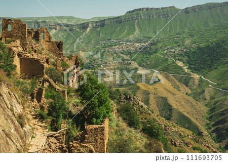 Abandoned village in Dagestan mountains, aul Gamsutl, Russia Abandoned village in Dagestan mountains, aul Gamsutl, Russia 111693705