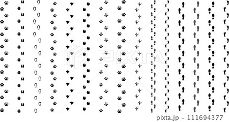 人間や動物の足跡のラインセット 111694377
