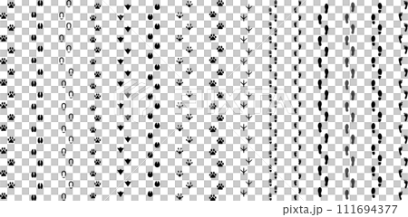人間や動物の足跡のラインセット 111694377