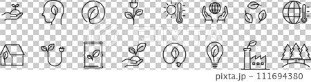 環境とクリーンエネルギーに関する線画アイコンセット 環境とクリーンエネルギーに関する線画アイコンセット 111694380