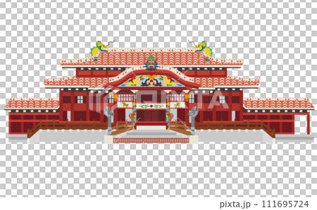 沖縄首里城の正殿/ベクターイラスト 111695724