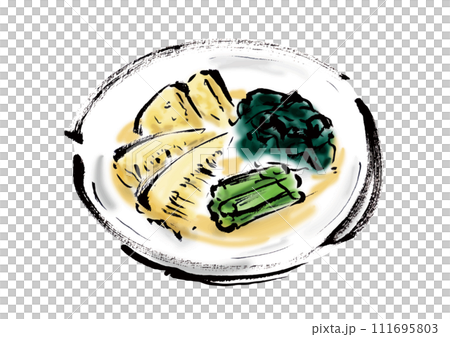 筍の煮付けの和風手描きイラスト素材 111695803