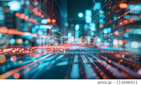AI-generated content. Dynamic Finance Flow, Double Exposure of Data and Technology background 111696911