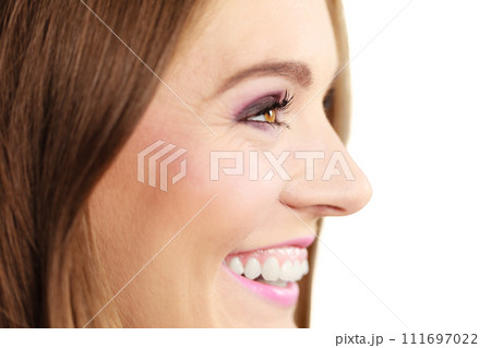 Woman gorgeous girl long hair face makeup 111697022